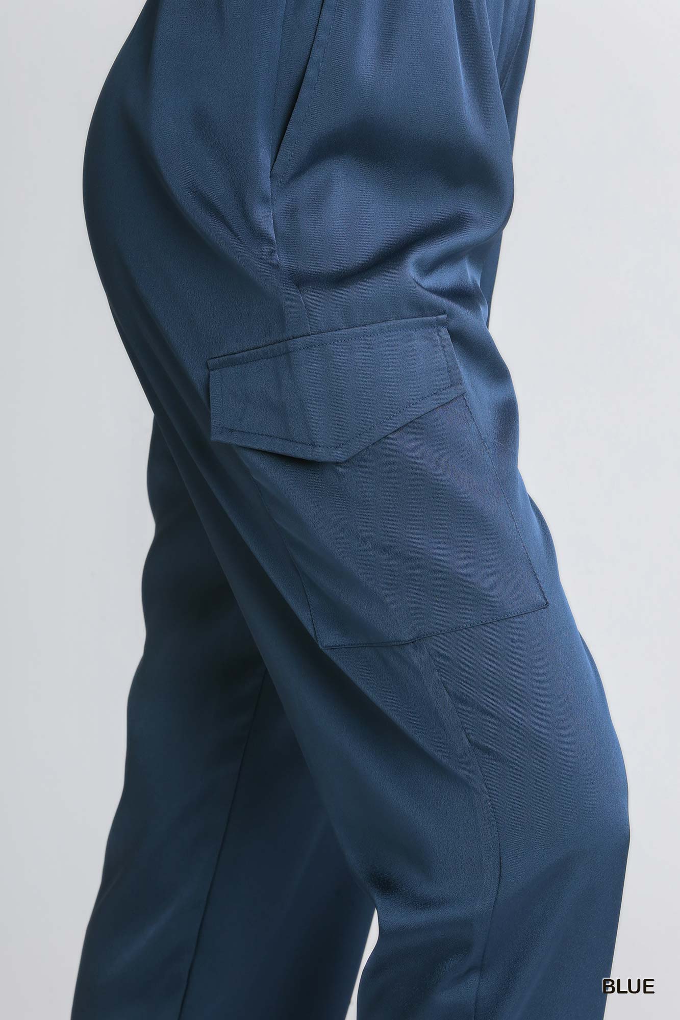 Umgee Elastic Waistband Cargo Side Pocket Jogger Pants