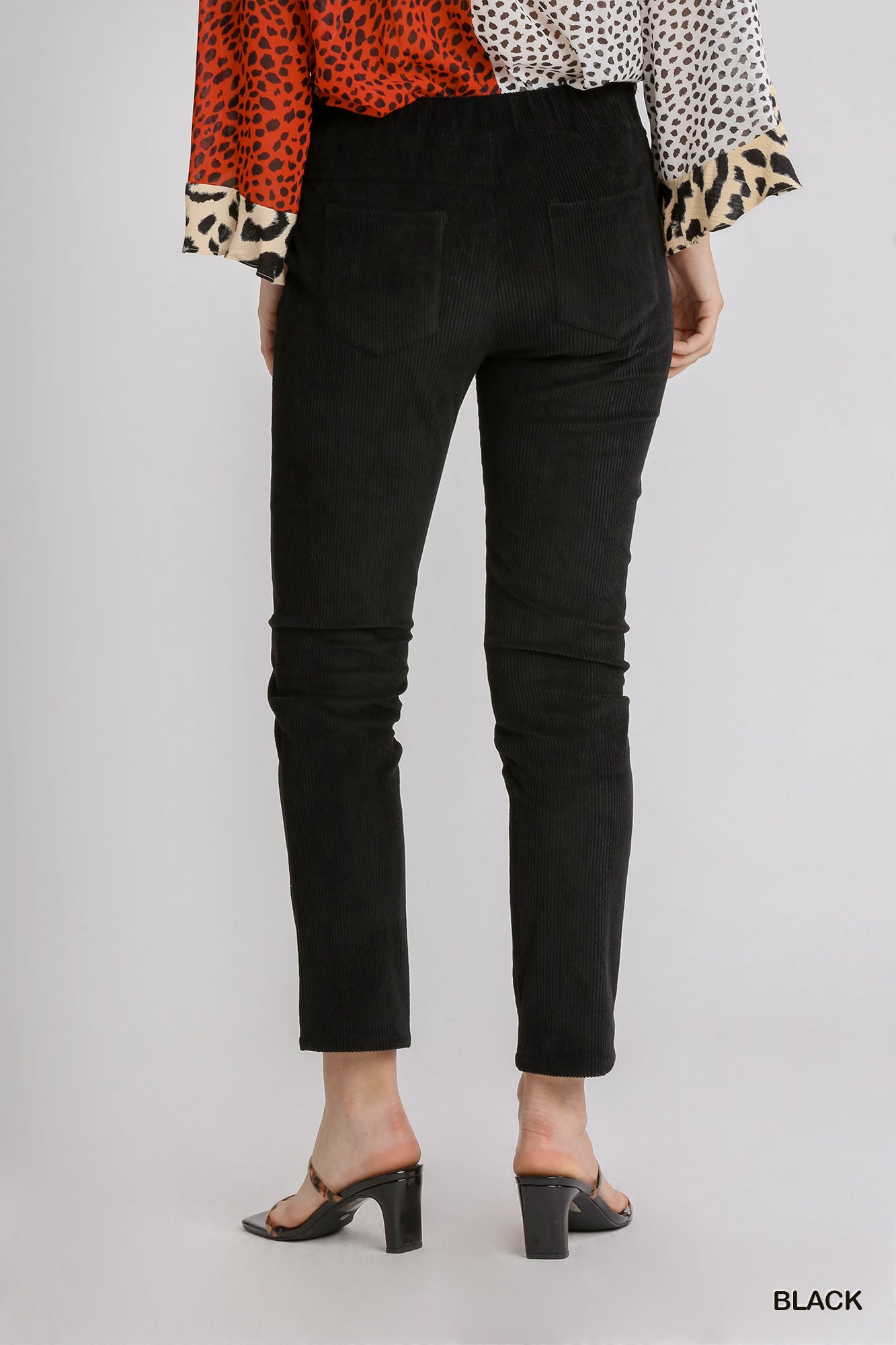 Umgee Corduroy Slim Leg Pull-On Back Pockets Pants
