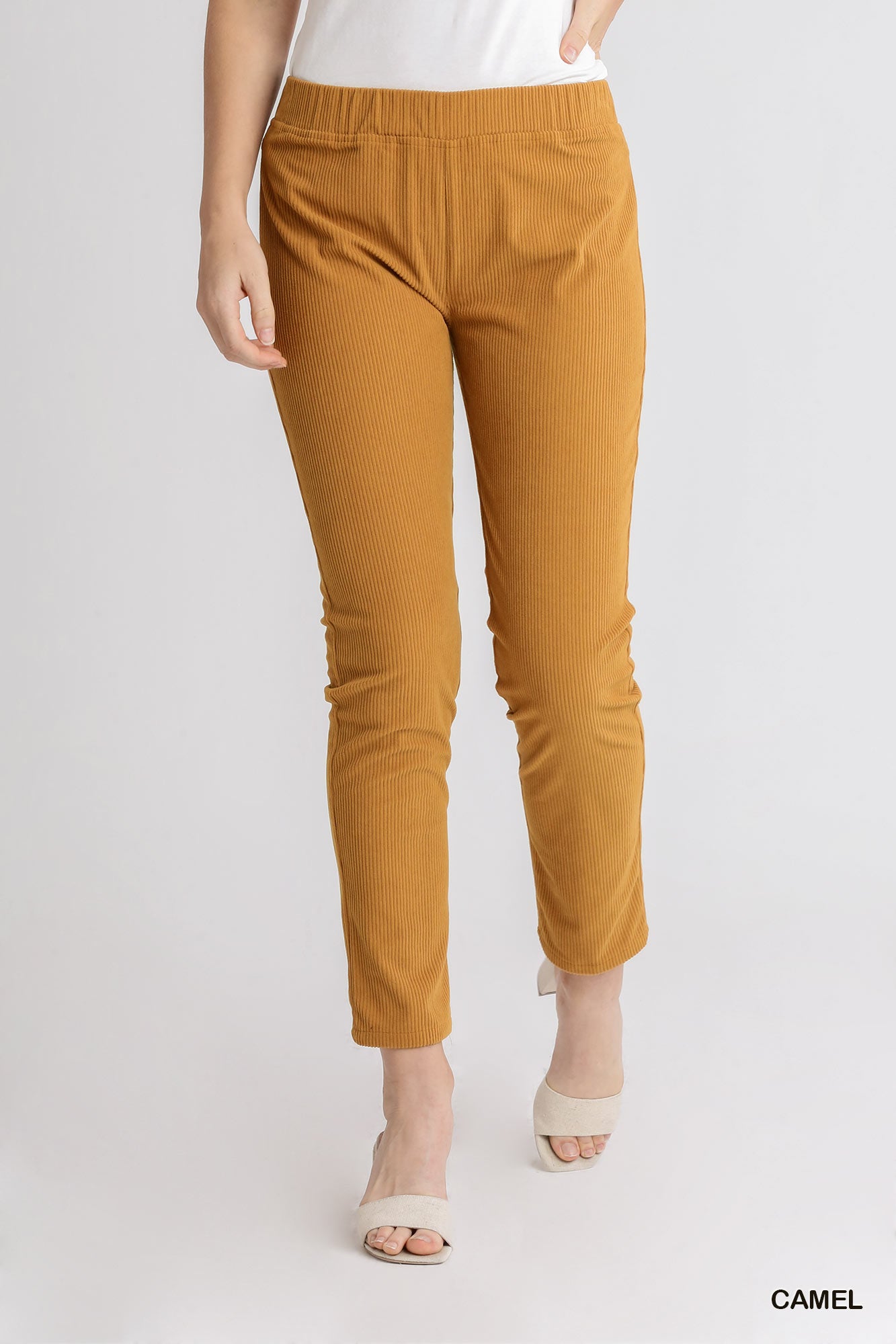 Umgee Corduroy Slim Leg Pull-On Back Pockets Pants
