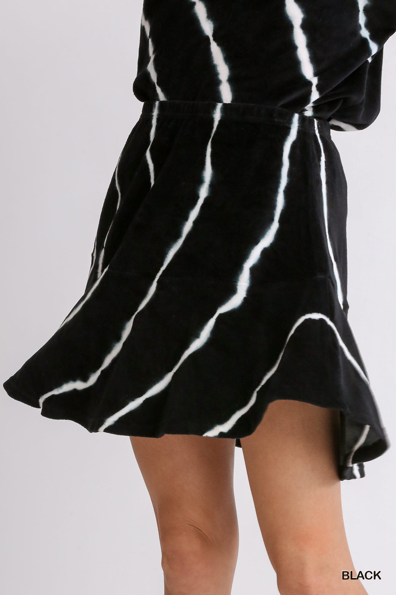 Umgee Knit Tie Dye Crushed Velvet Mini Skirt