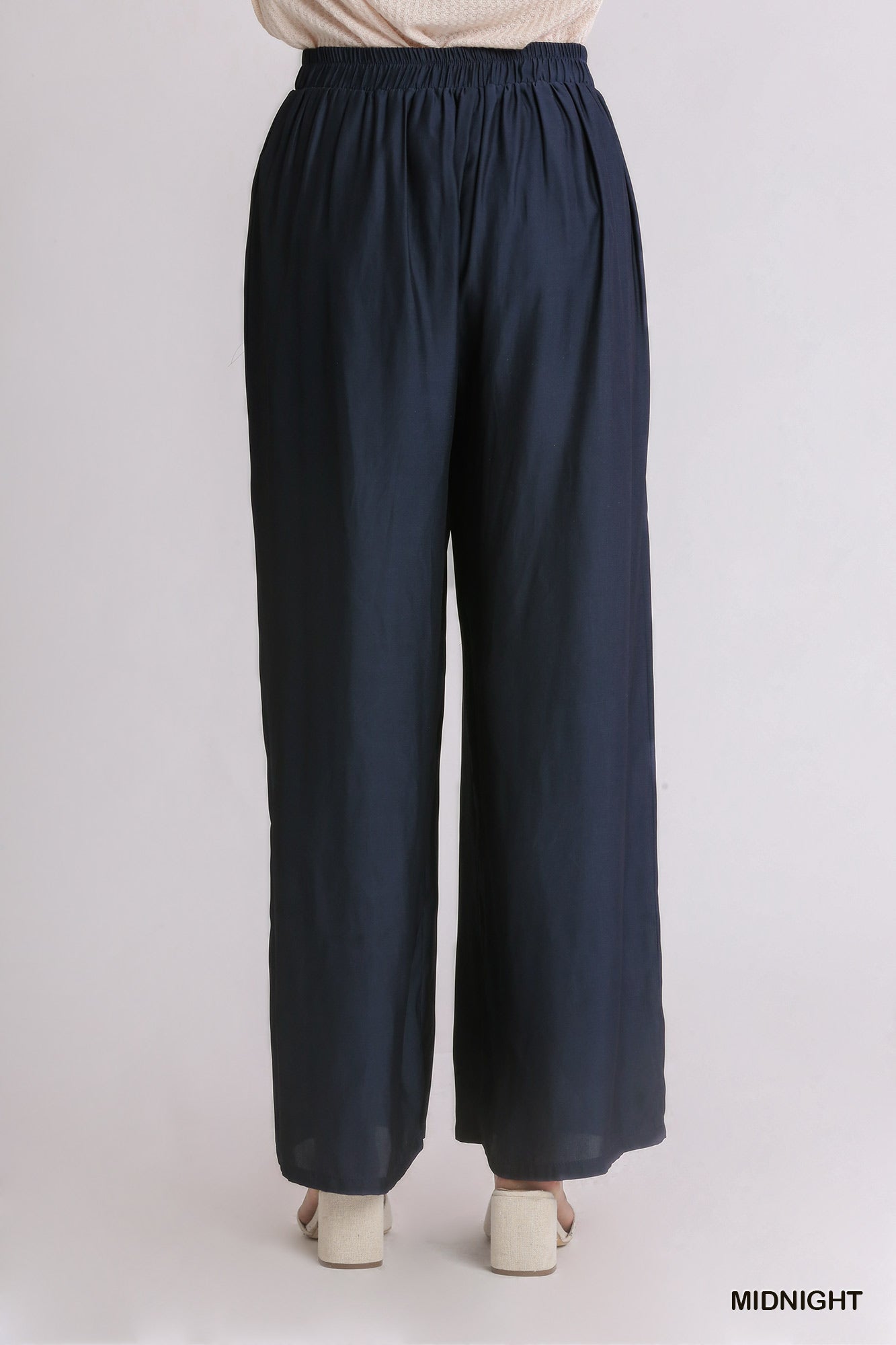 Umgee Wide Leg Elastic Waistband Pants