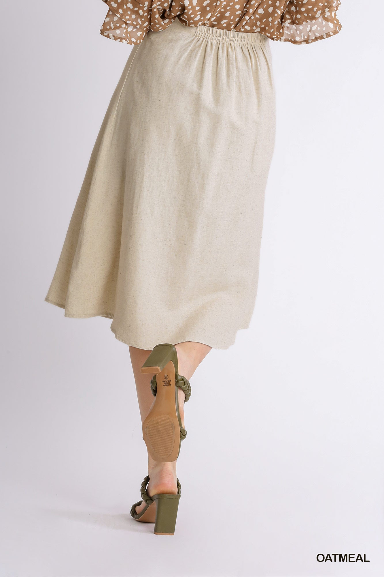 Umgee Linen Blend Midi Wrap Buttons Skirt