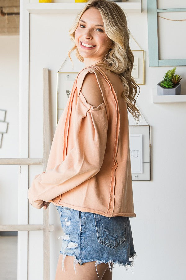 Oli & Hali Mineral Washed Cold Shoulder Top