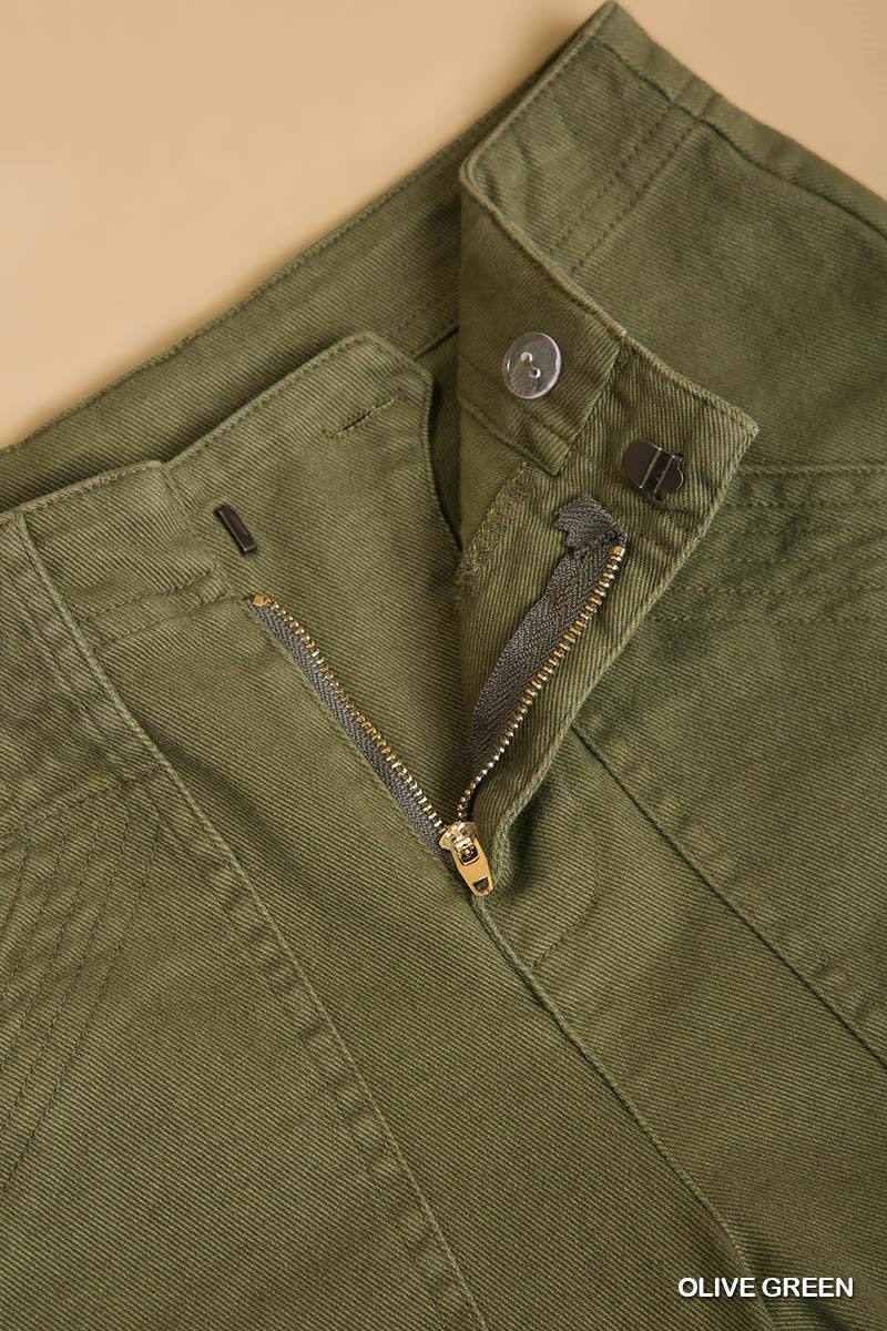 Umgee Trouser Buttons Garment Hook Flare Pockets Pants