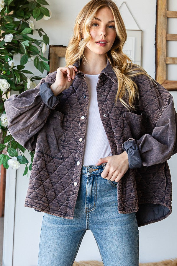 Oli & Hali Corduroy Mineral Washed Shacket Jacket