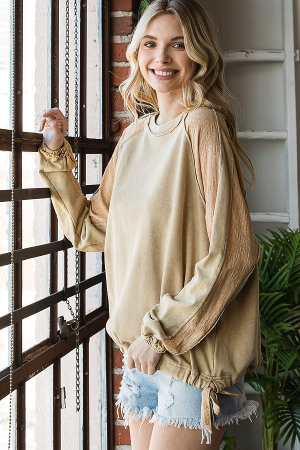 Oli & Hali Mineral Washed Side-Tie Pullover Top