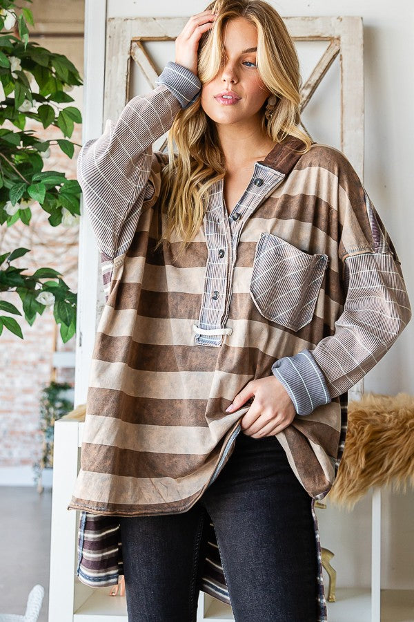 Oli & Hali Mineral Wasehd Stripe Tee Top