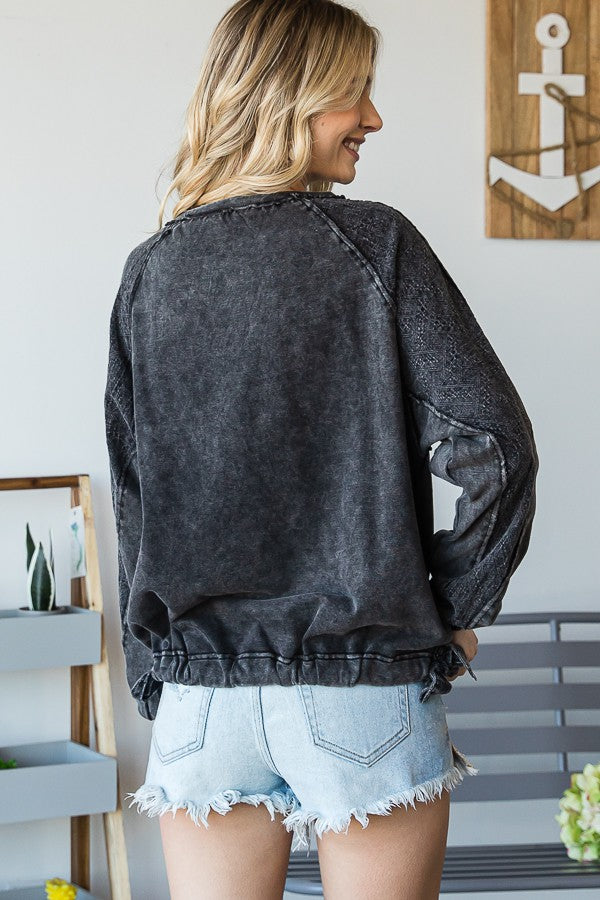 Oli & Hali Mineral Washed Side-Tie Pullover Top