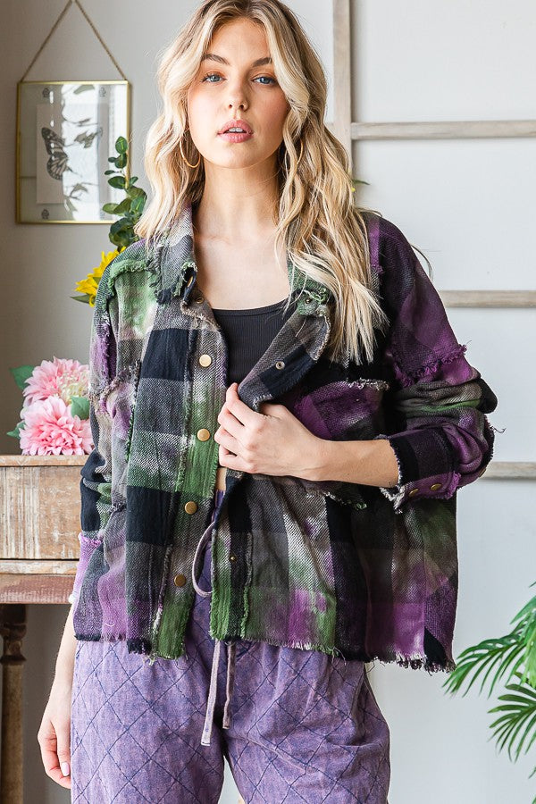 Oli & Hali Multi Color Dyed Buffalo Check Shirt Top