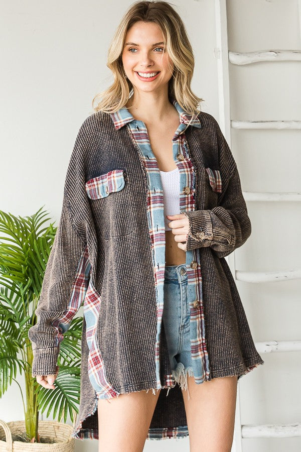 Oli & Hali Washed Waffle Thermal Knit Jacket