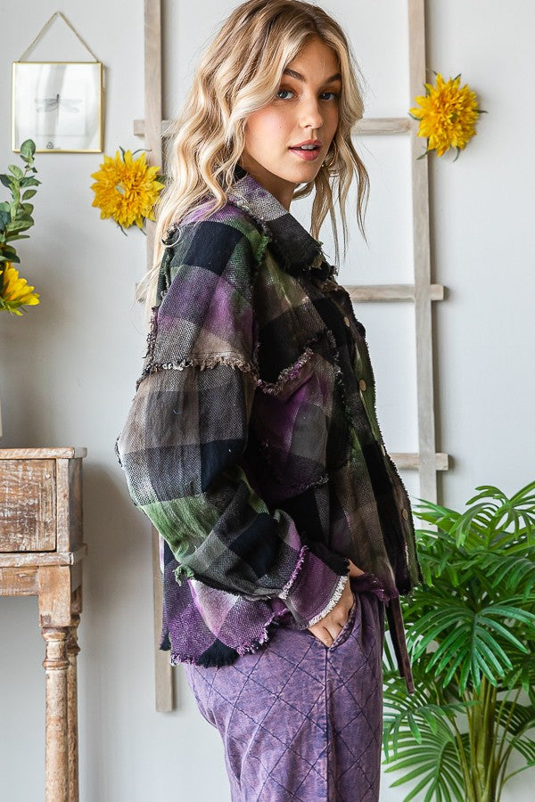 Oli & Hali Multi Color Dyed Buffalo Check Shirt Top