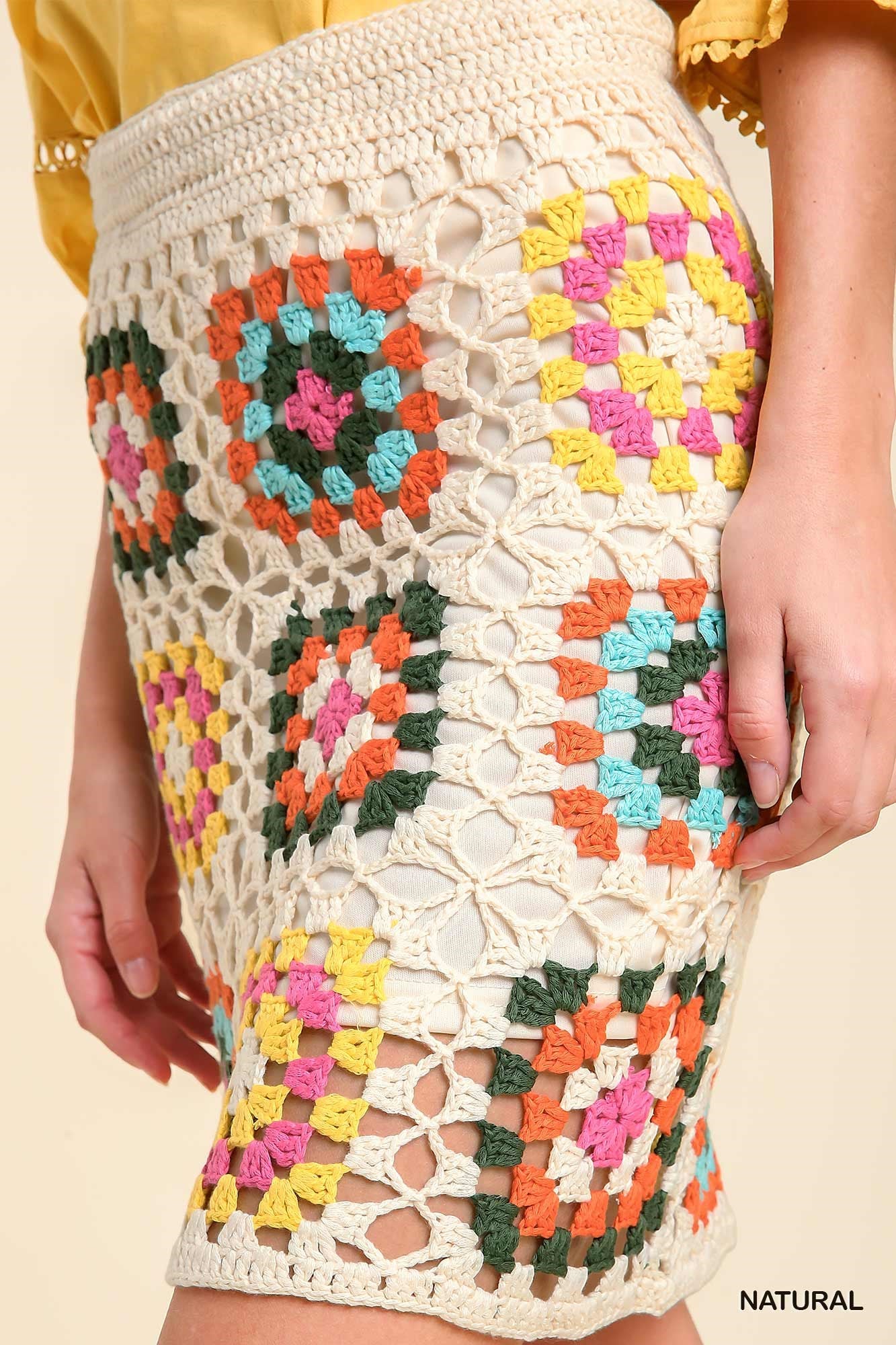 Umgee Crochet Knit Pencil Lining Skirt
