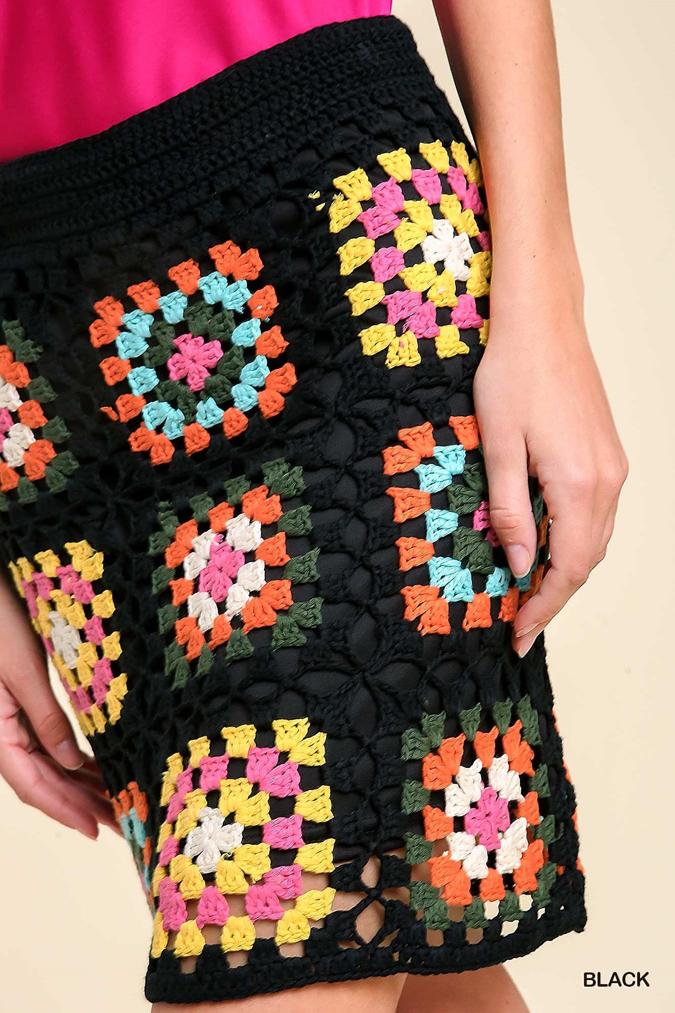 Umgee Crochet Knit Pencil Lining Skirt