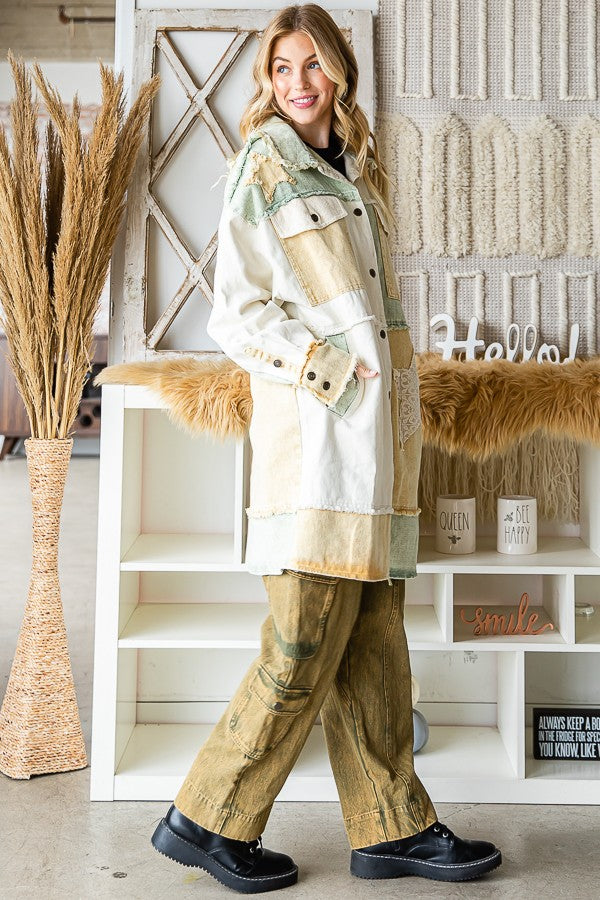 Oli & Hali Star Patchwork Mixed Plaid Jacket