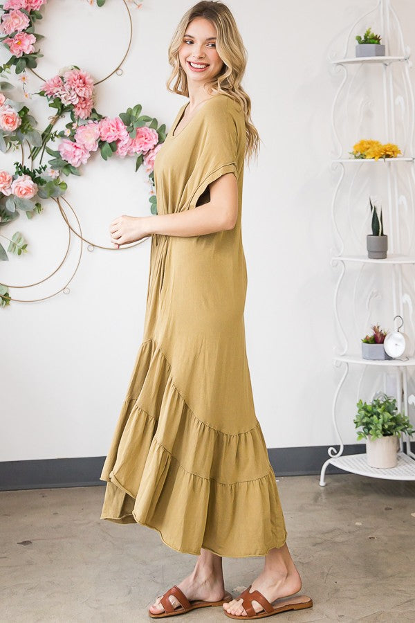 Oli & Hali Mineral Washed Maxi Solid Spaghetti Strap Dress