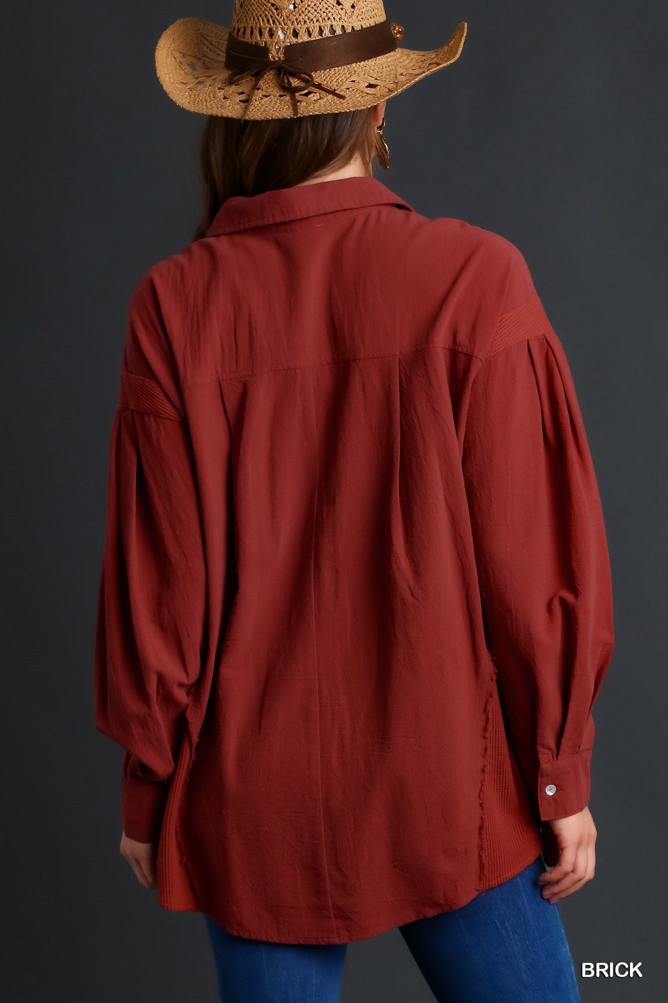 Umgee Waffle Knit Button Down Long Sleeve Contrast Jacket - Roulhac Fashion Boutique