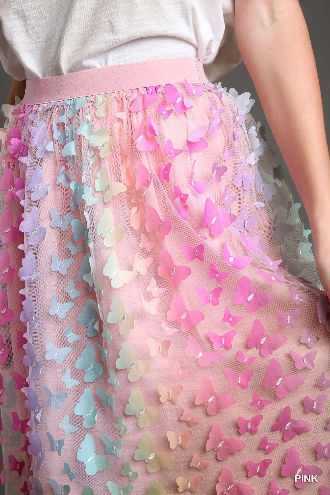 Umgee Holographic 3D Butterfly Midi Skirt