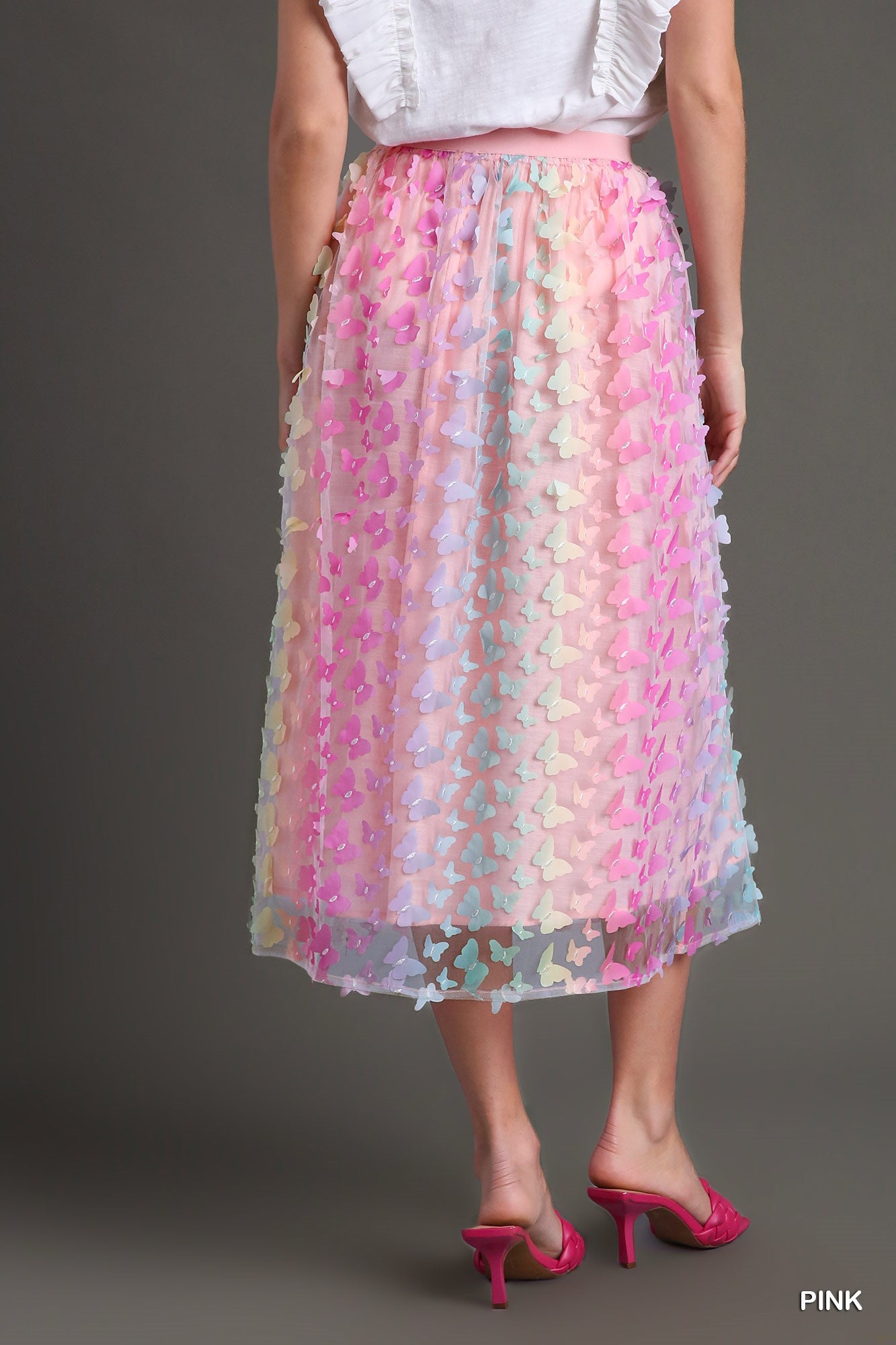 Umgee Holographic 3D Butterfly Midi Skirt