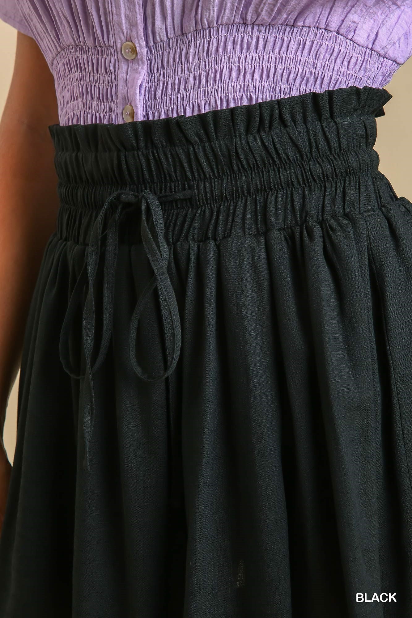 Umgee Elastic High Waist Adjustable Front Tie Shorts