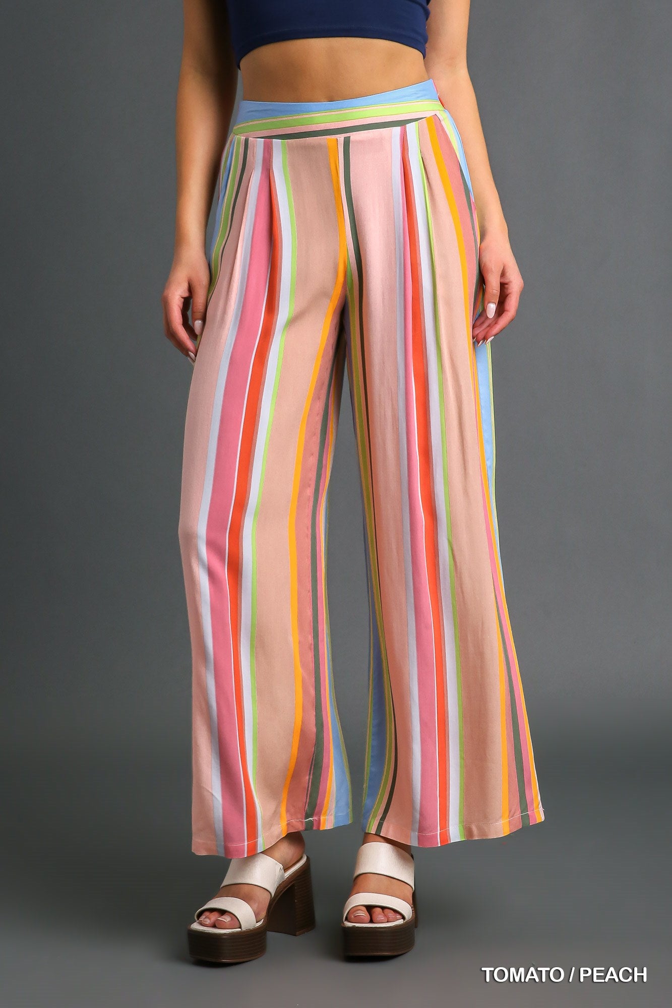 Umgee Multi Color Stripped Wide Leg Pants