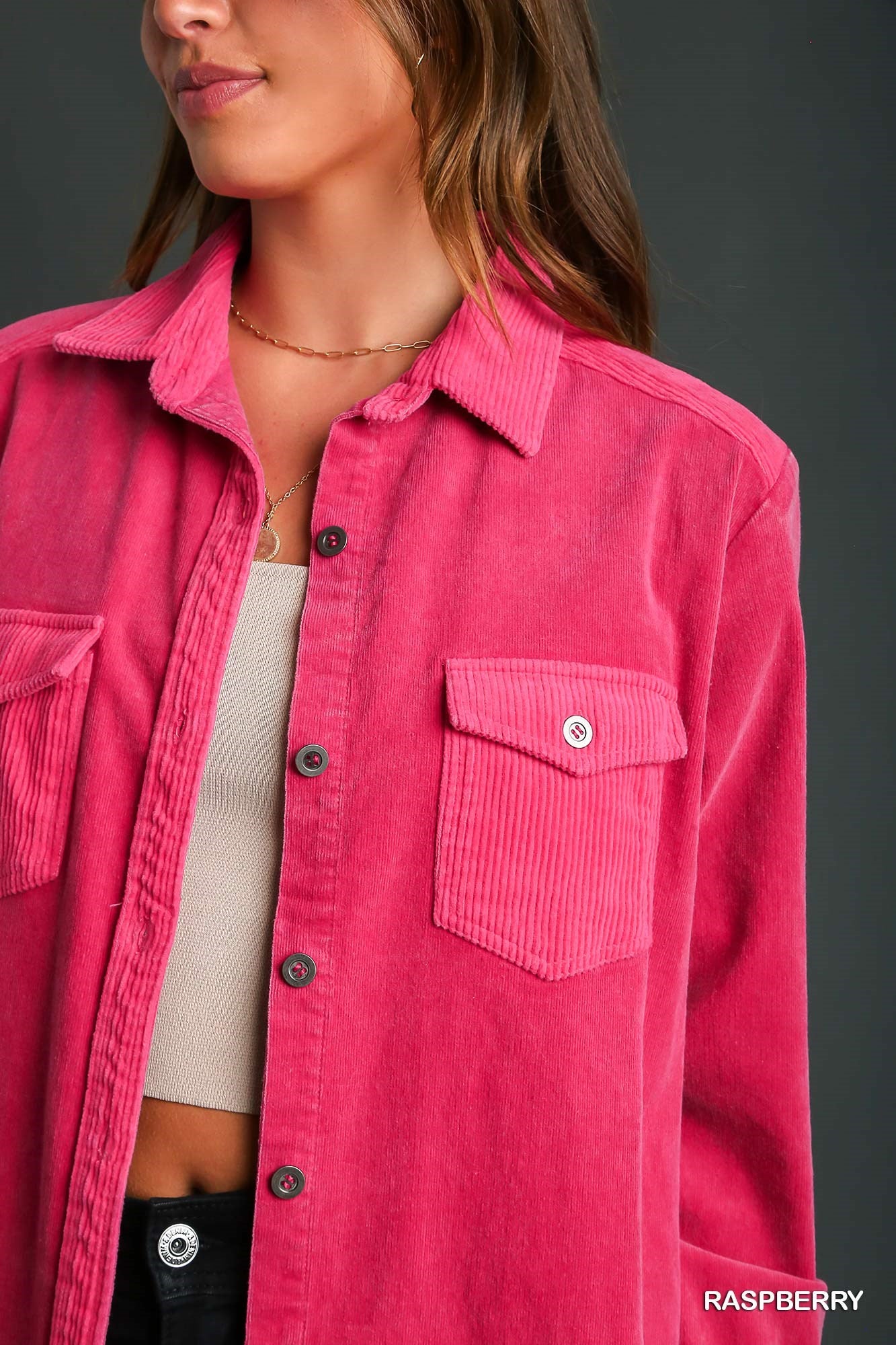 Umgee Mineral Wash Corduroy Button Down Shirt Jacket Dress - Roulhac Fashion Boutique