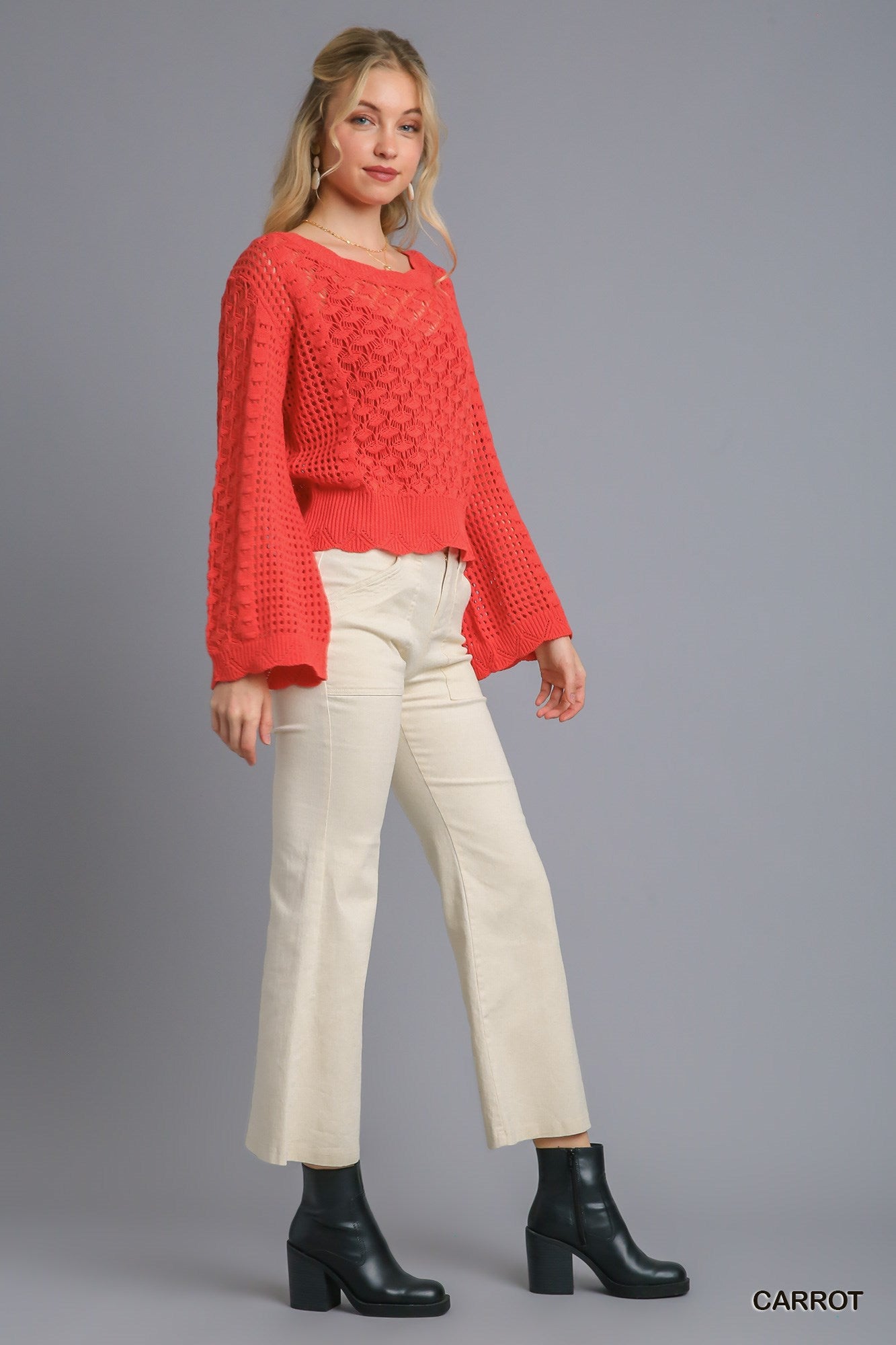 Umgee Crochet Light Weight Back Strap Pullover Sweater - Roulhac Fashion Boutique