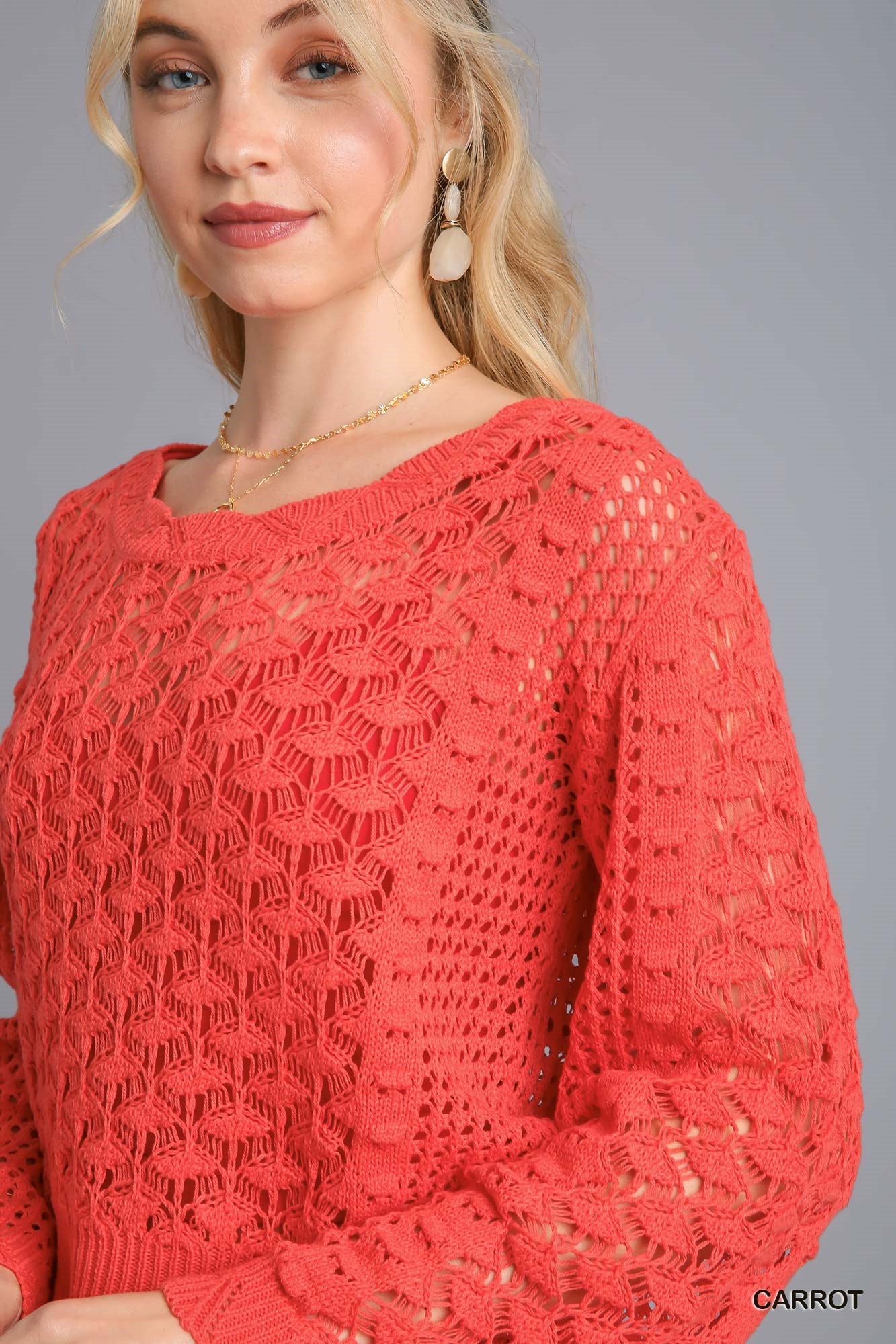 Umgee Crochet Light Weight Back Strap Pullover Sweater - Roulhac Fashion Boutique