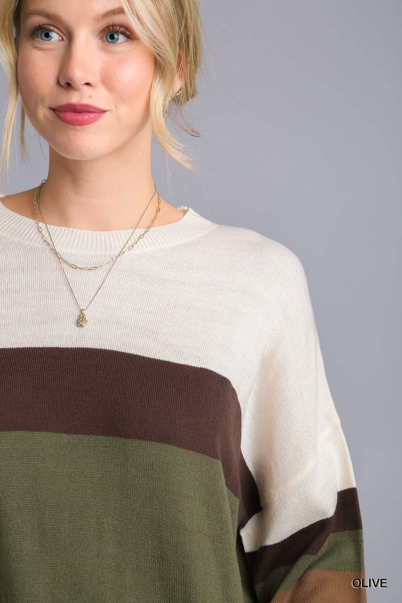 Umgee Stripe Light Weight Long Sleeve Pullover Sweater - Roulhac Fashion Boutique