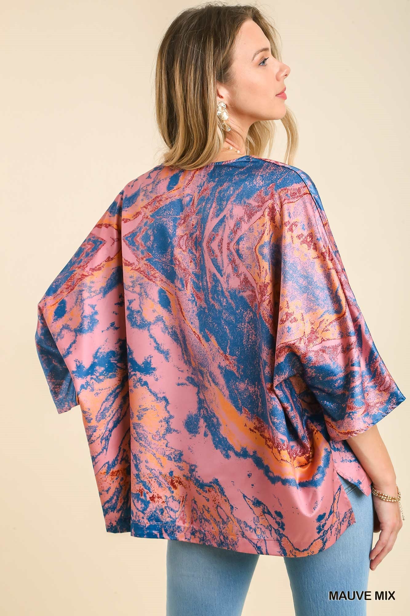 Umgee Mix Marble Print Batwing High Low Hem Top - Roulhac Fashion Boutique