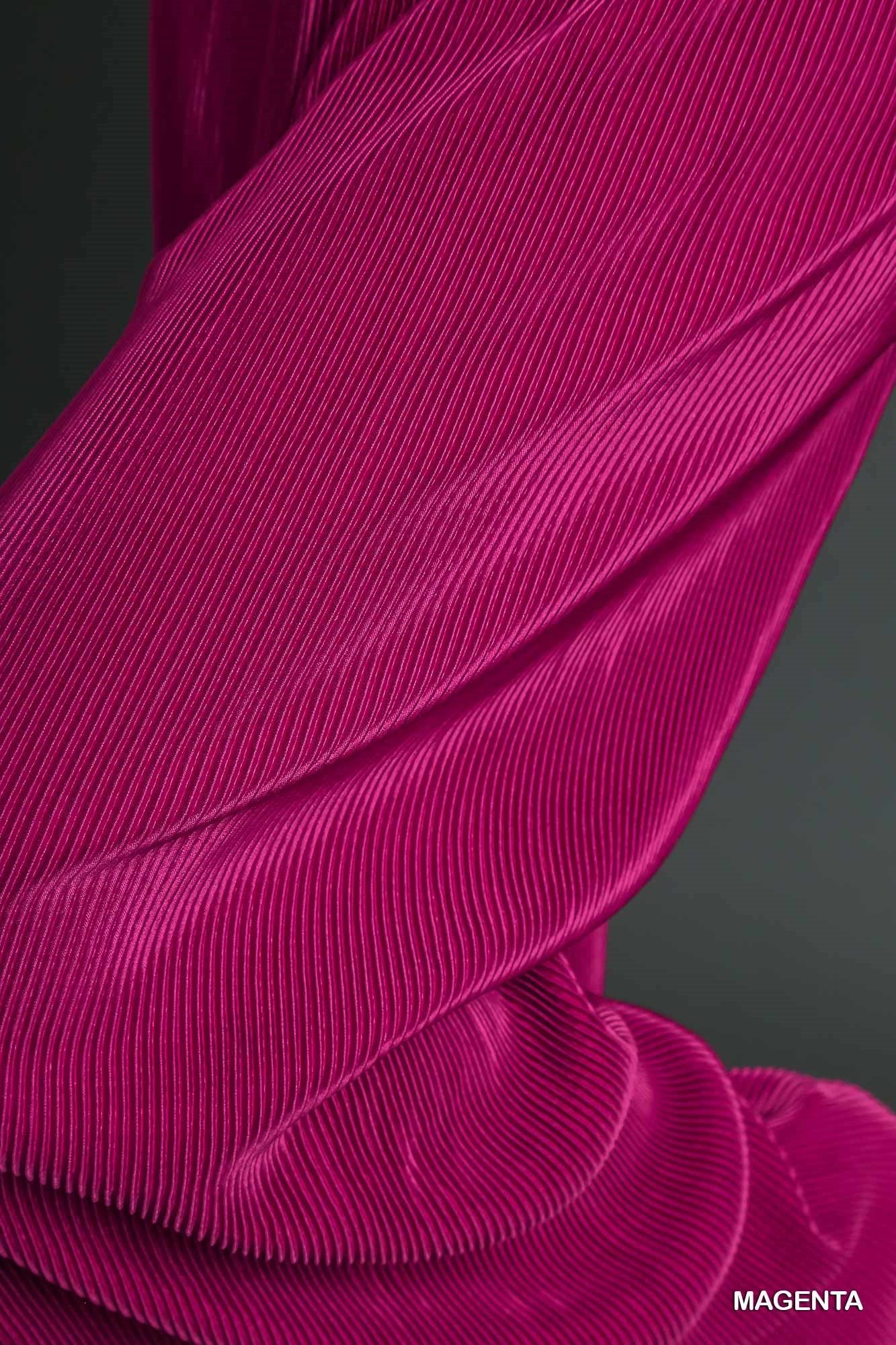 Umgee Pleated Satin Wide Bottoms with Elastic Waistband Pants