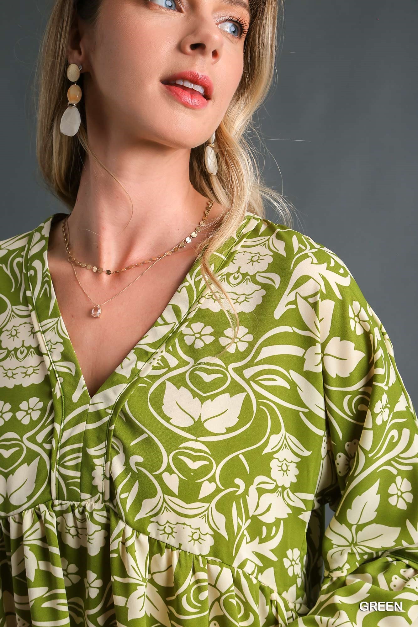 Umgee V-Neck BabyDoll Bell Sleeve Tiered Ruffle Tank Top - Roulhac Fashion Boutique