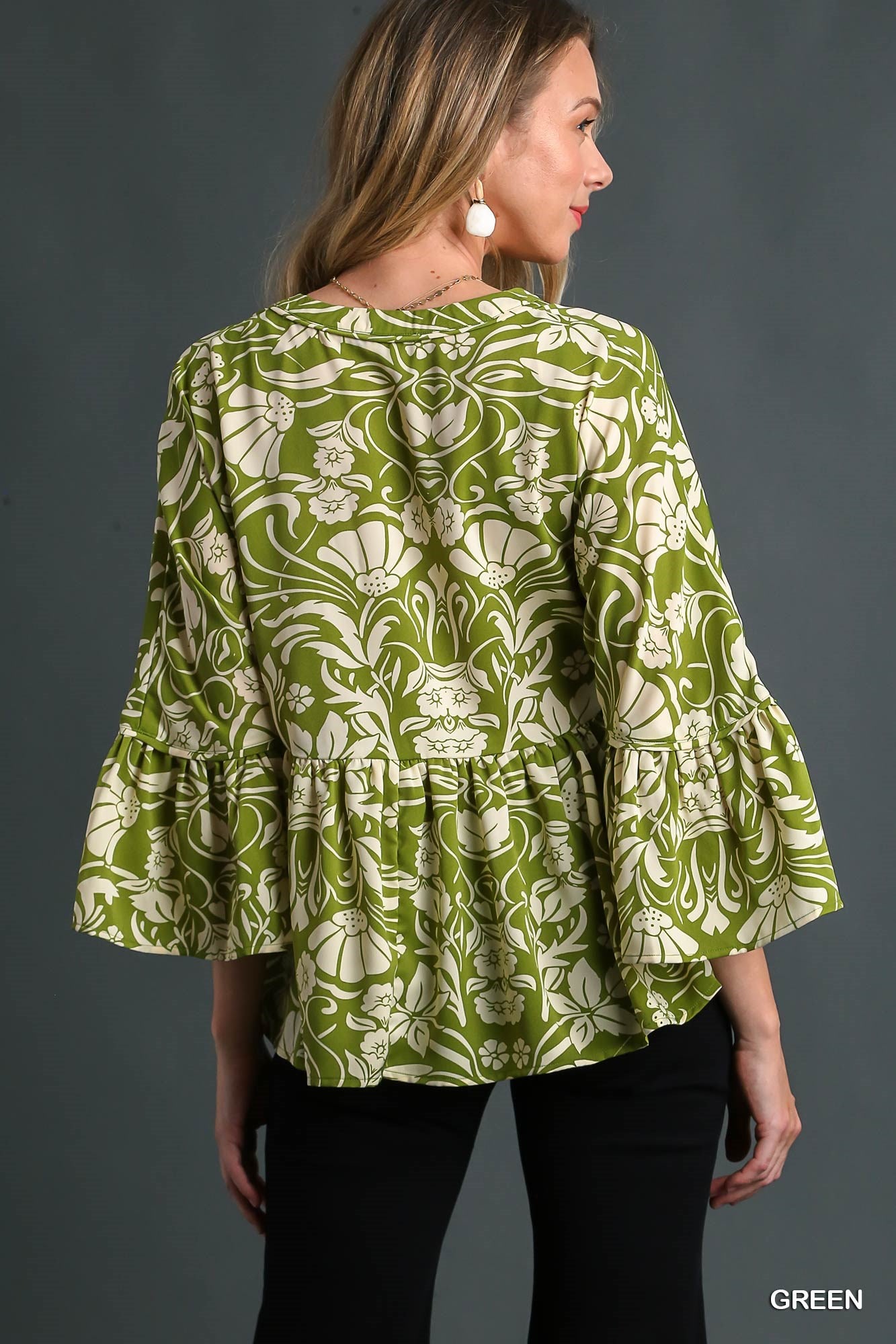 Umgee V-Neck BabyDoll Bell Sleeve Tiered Ruffle Tank Top - Roulhac Fashion Boutique