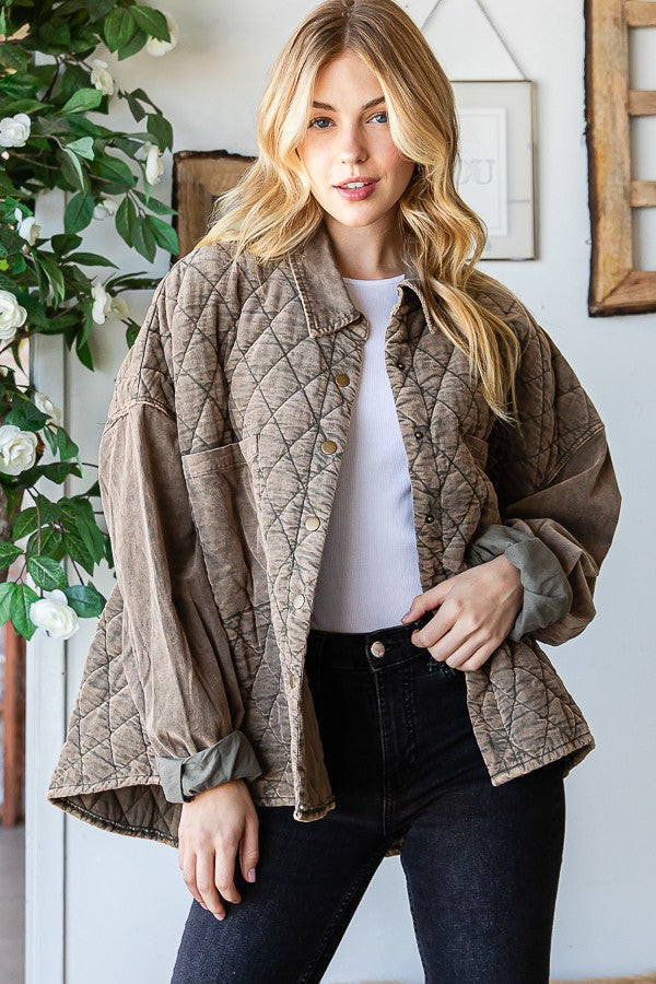 Oli & Hali Corduroy Mineral Washed Shacket Jacket