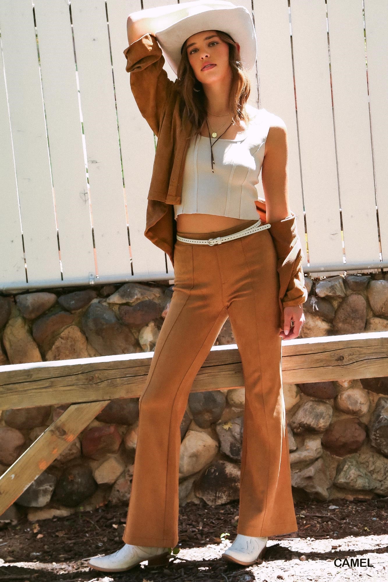 Umgee Solid Suede Bootcut Pants