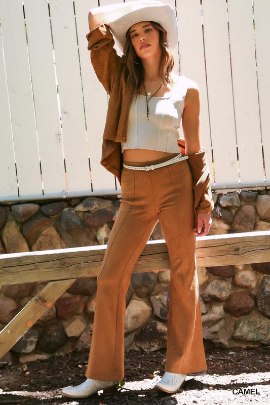 Umgee Solid Suede Bootcut Pants