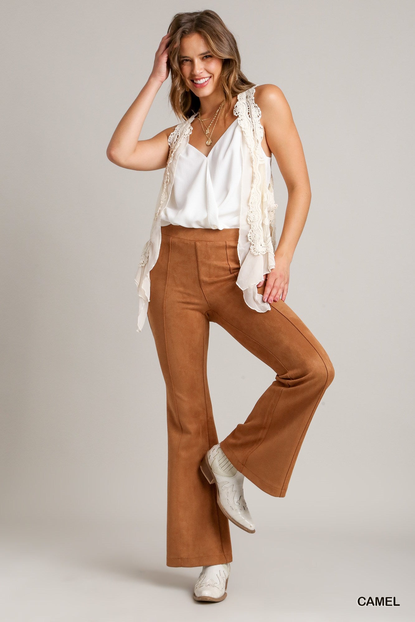 Umgee Solid Suede Bootcut Pants