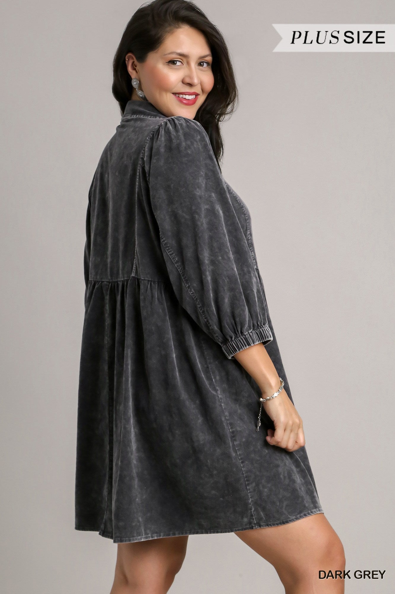 Umgee Plus Mineral Wash Button Down Corduroy Dress