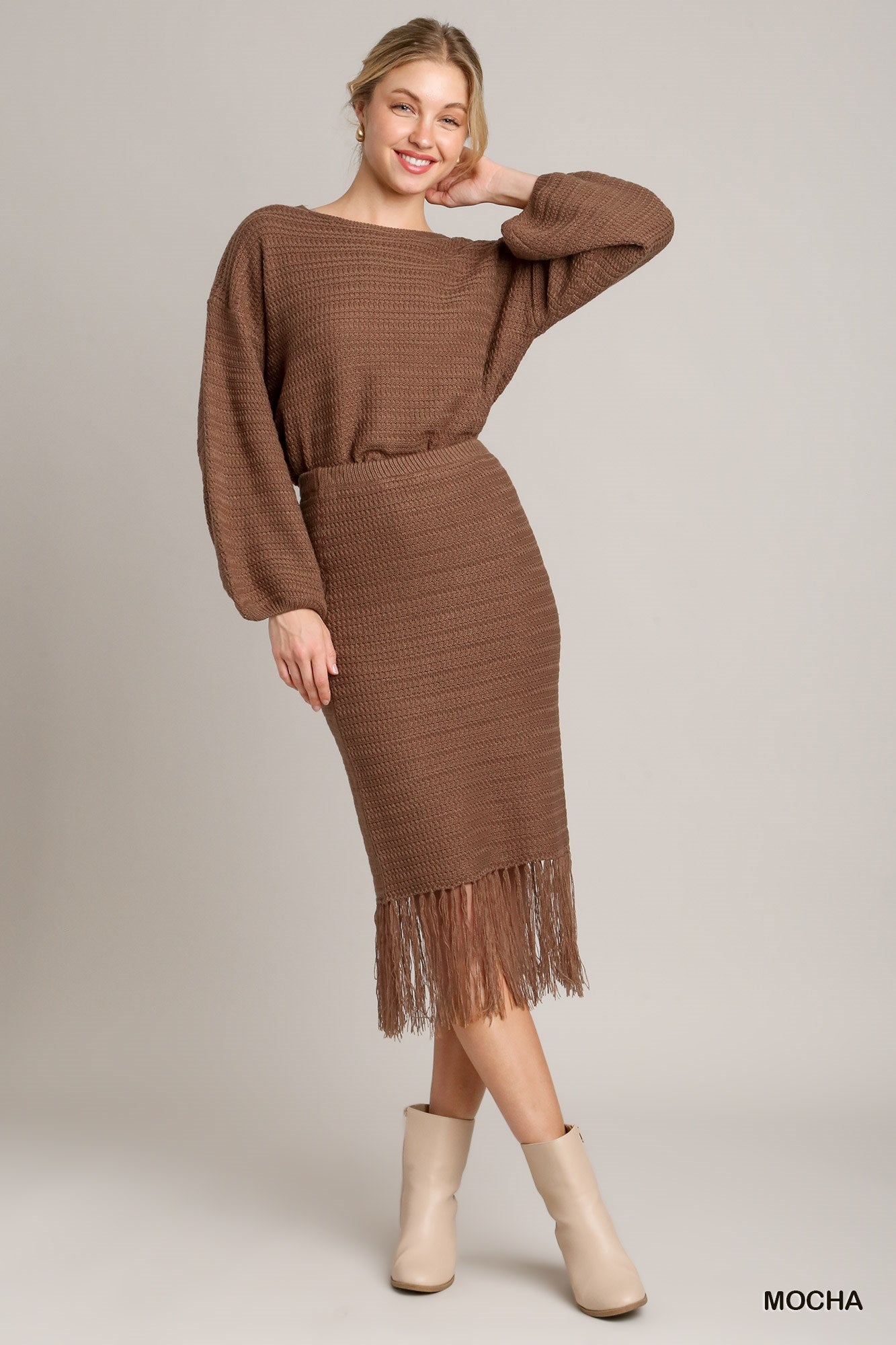 Umgee Crochet Frey Hem Skirt