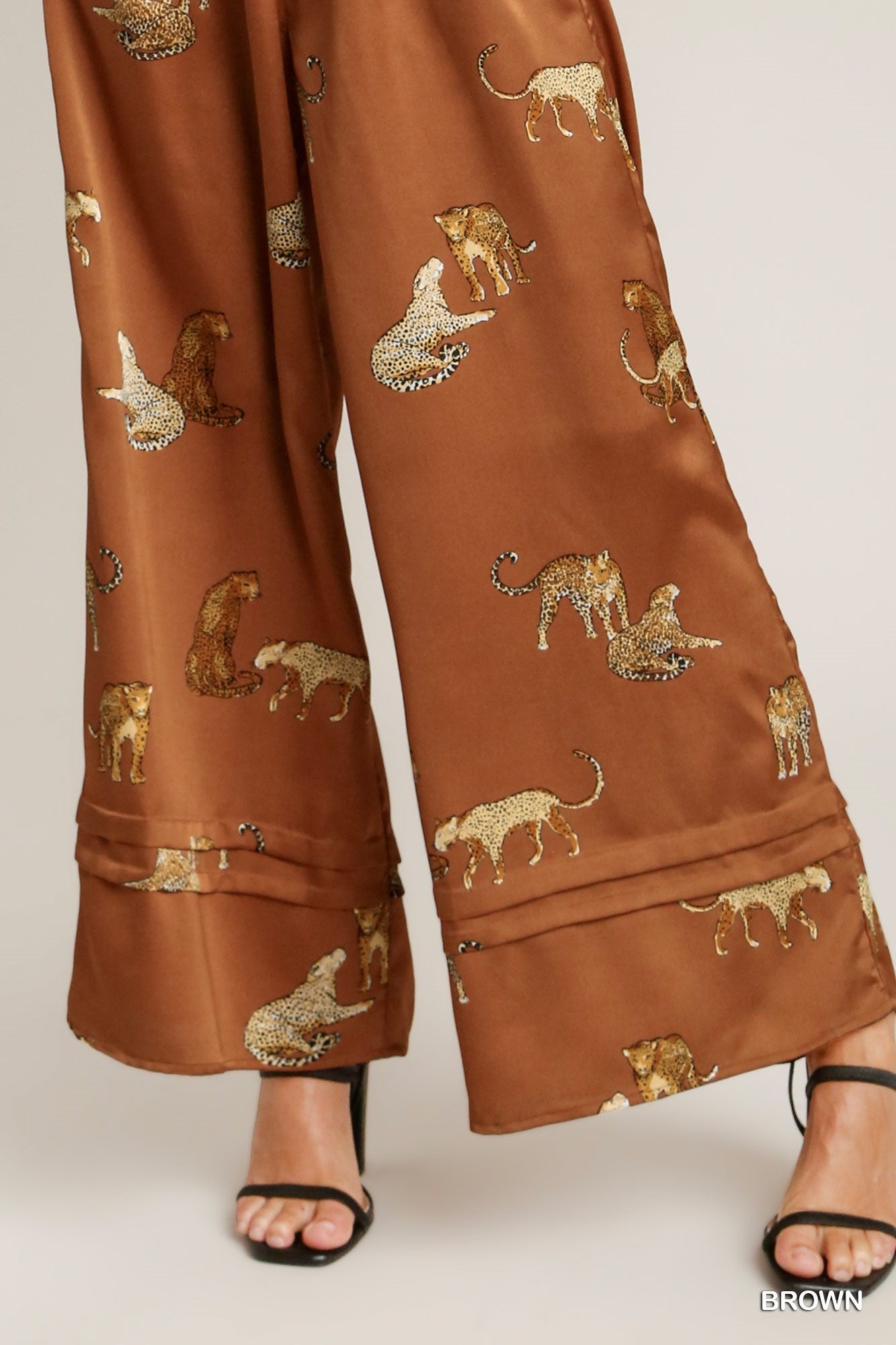 Umgee Cheetah Print Smocked Waist Jumpsuit