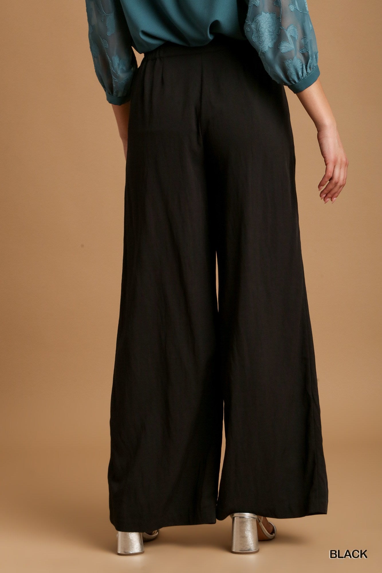 Umgee Elastic Waist Band Trouser Buttons Garment Hook Pleated Pants