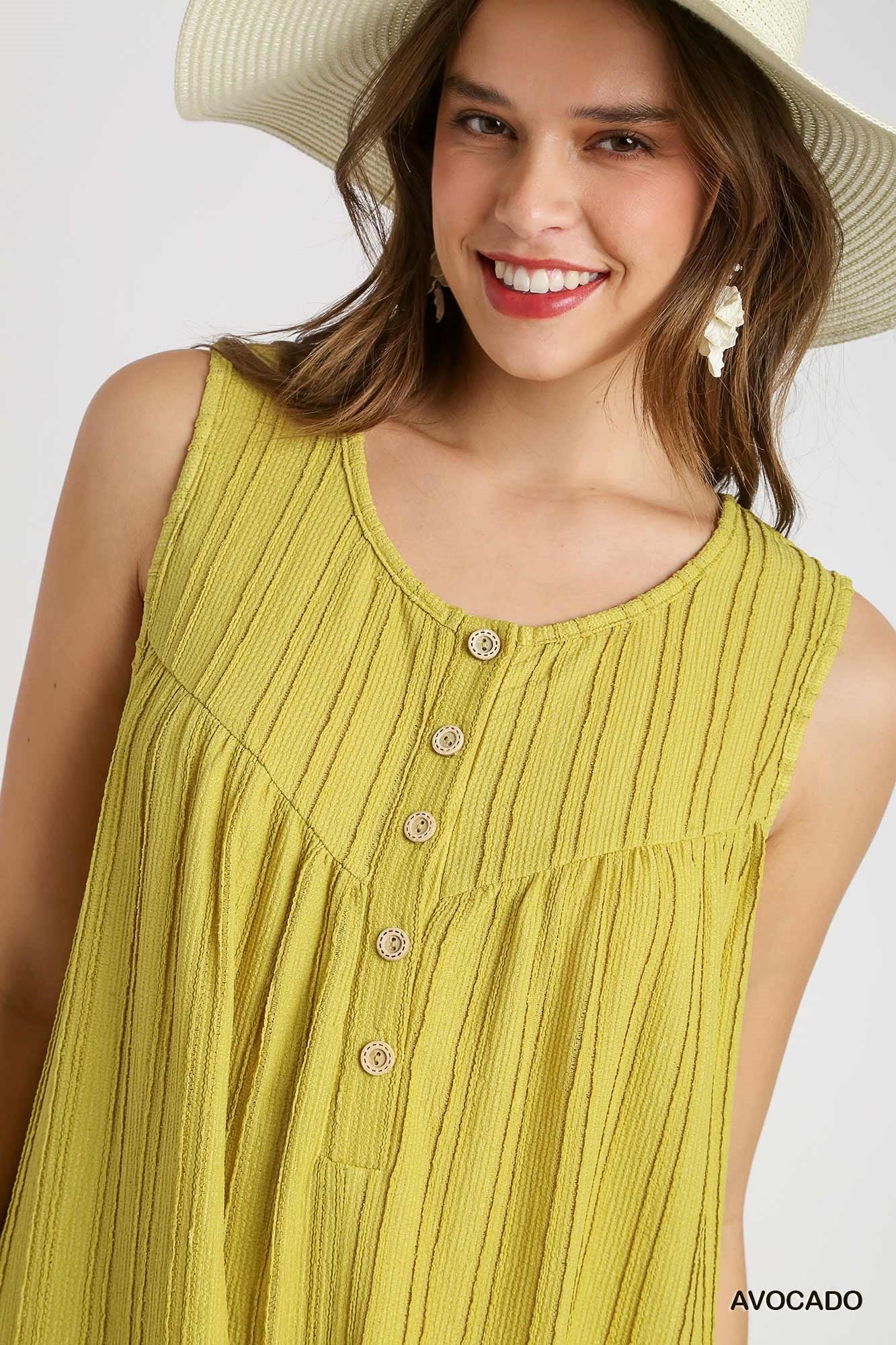 Umgee Textured Knit Fabric Sleeveless Wide Leg Jumpsuit