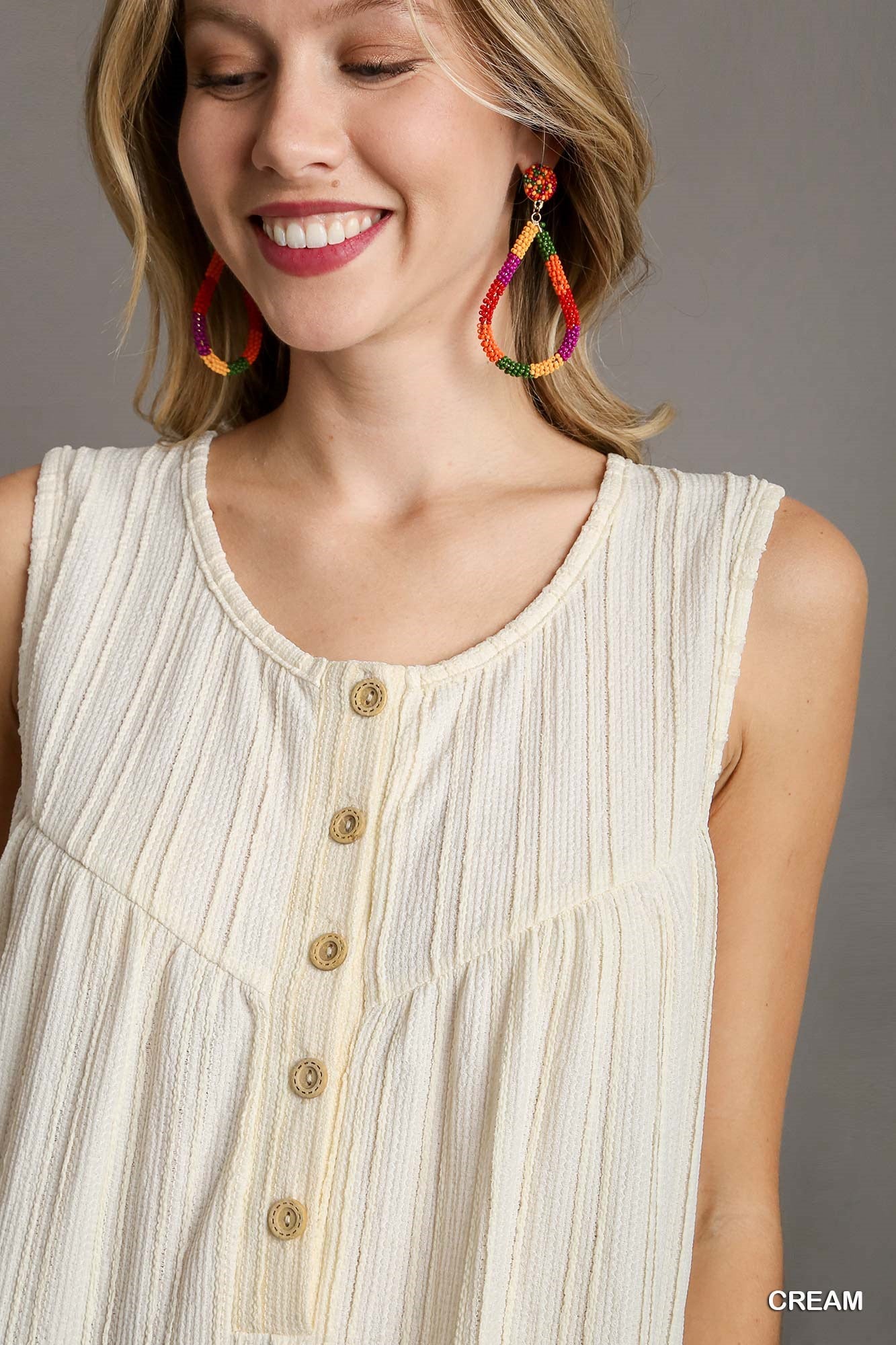 Umgee Textured Knit Fabric Sleeveless Wide Leg Jumpsuit