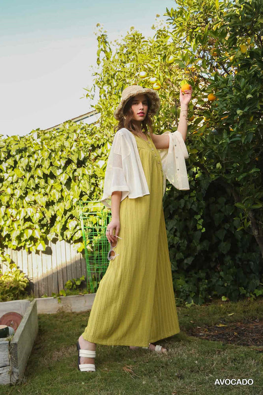 Umgee Textured Knit Fabric Sleeveless Wide Leg Jumpsuit