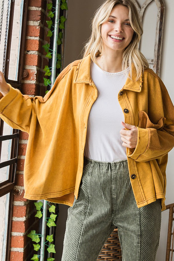 Oli & Hali Washed Button Closure Jacket