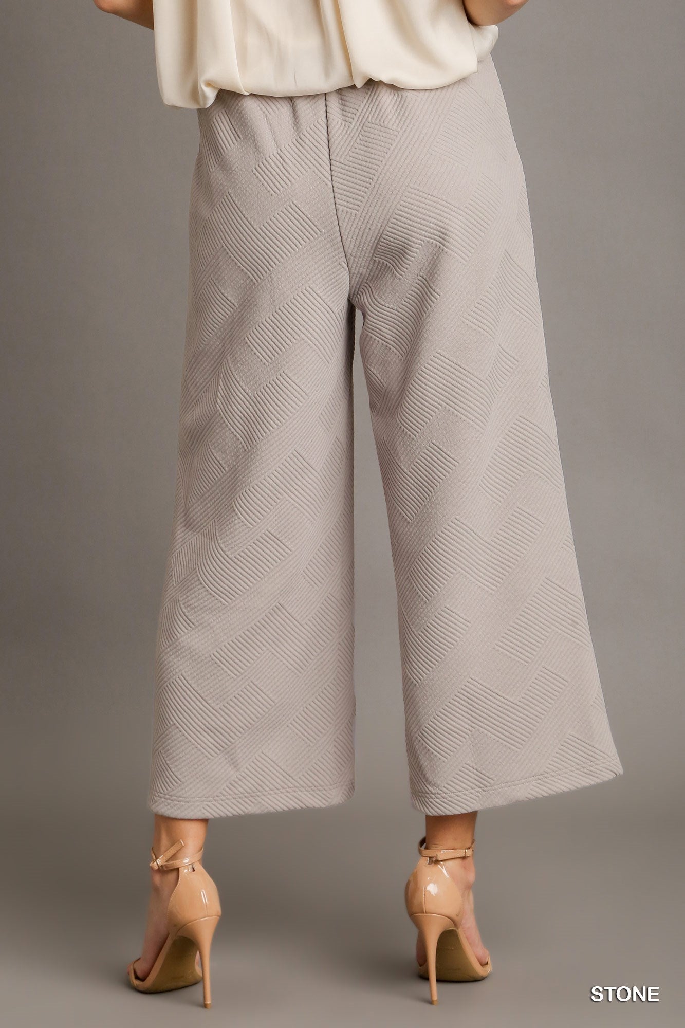 Umgee Criss Cross Jacquard Elastic Waistband Straight Fit Sweatpants