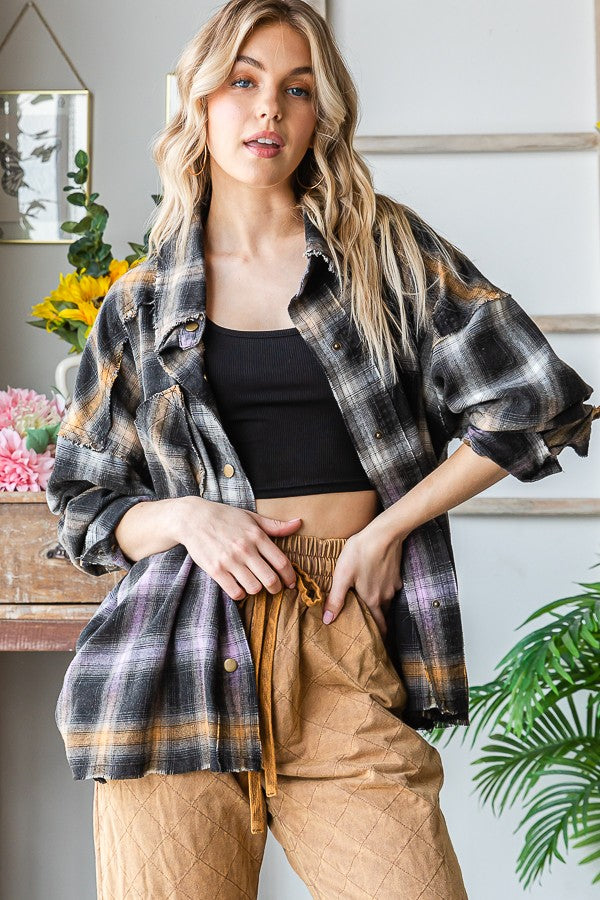 Oli & Hali Multi Color Plaid Shirt Jacket