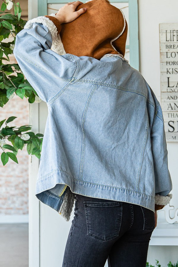 Oli & Hali Suede Contrast Denim Jacket