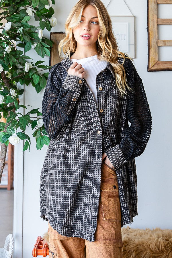 Oli & Hali Washed Fabric Mixed Shirt Top