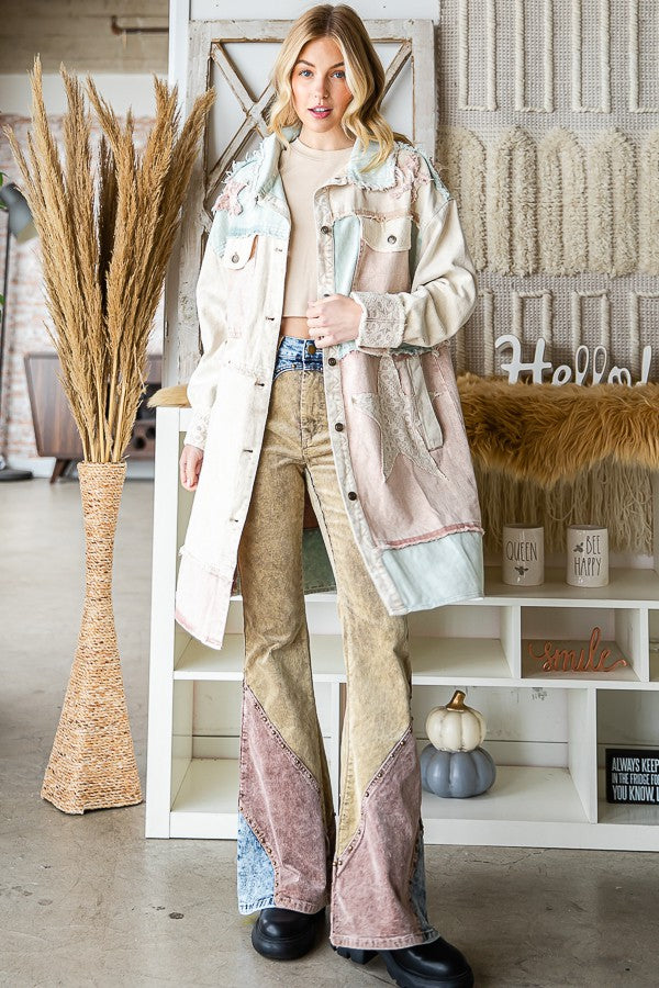 Oli & Hali Star Patchwork Mixed Plaid Jacket