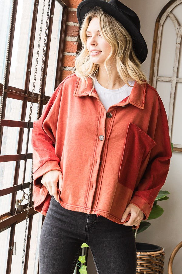 Oli & Hali Washed Button Closure Jacket